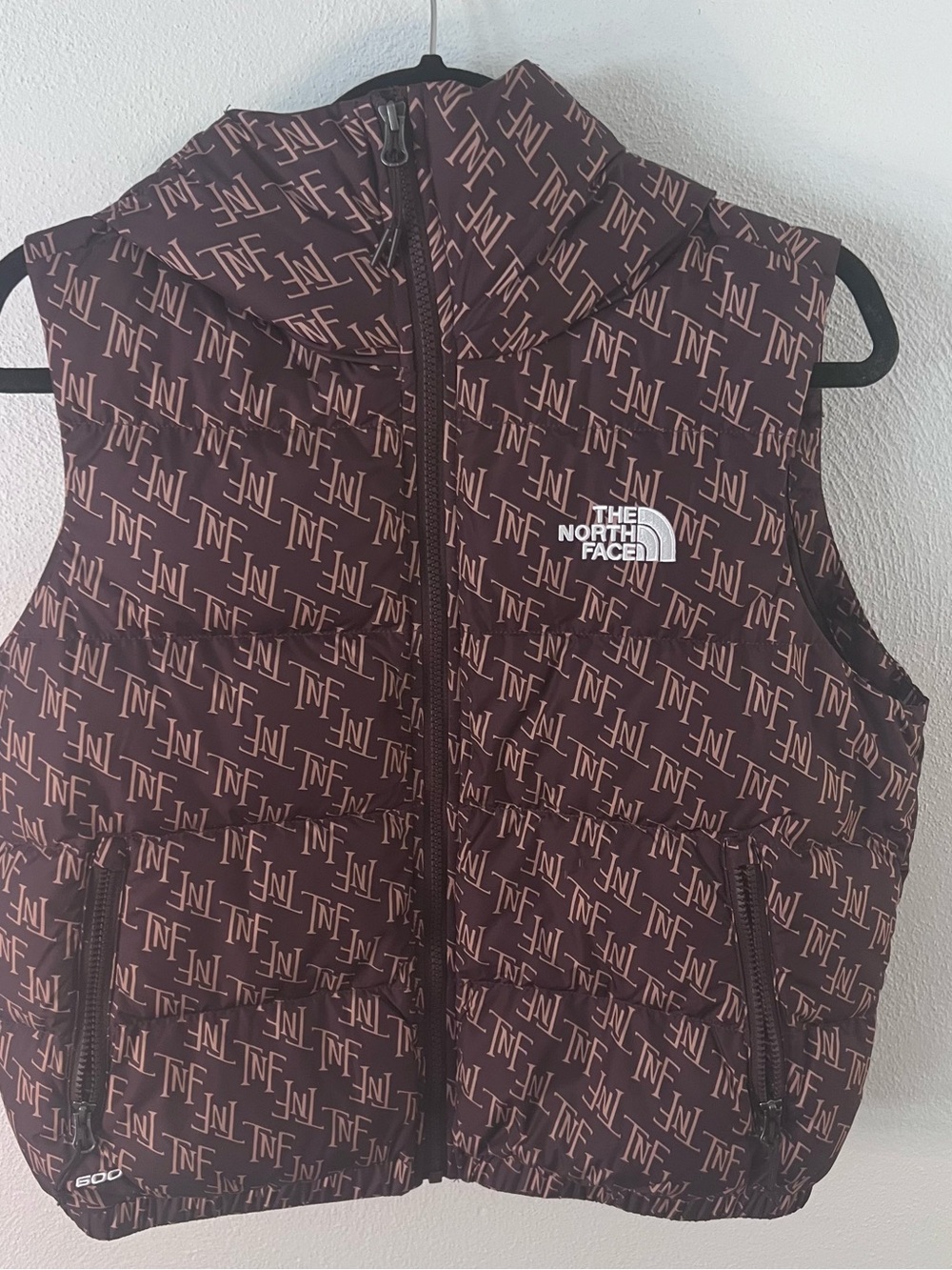The North Face Brown & Tan Logo Print Puffer Vest